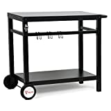 BBQ-Toro Carro para Barbacoa 85 x 50 x 81 cm | Mesa auxiliar de metal con superficie de trabajo de acero inoxidable | Mesa auxiliar para barbacoa | Cocina exterior (Negra)